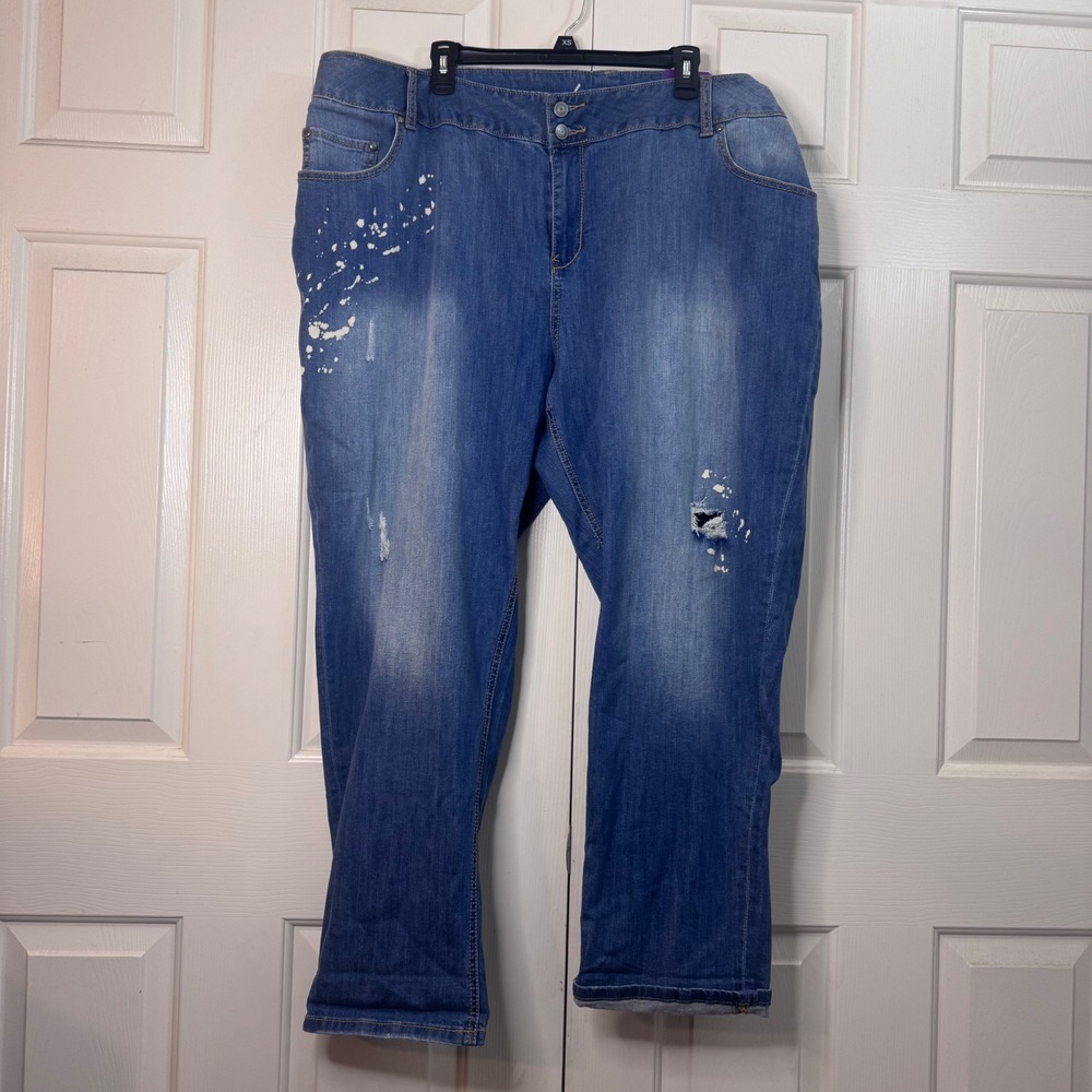 NWT Lane Bryant Weekend Jeans Womens Size 28‎ Distressed Boyfriend Denim